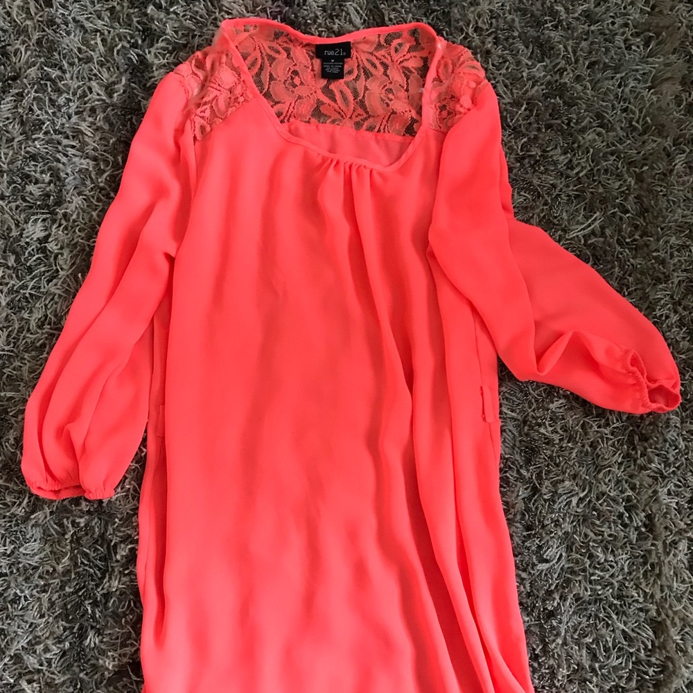 Neon coral/ pink dress